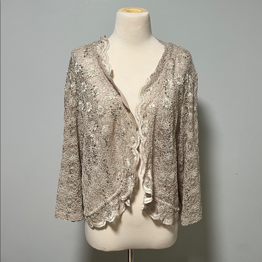 R&M Richards Metallic Lace Cardigan